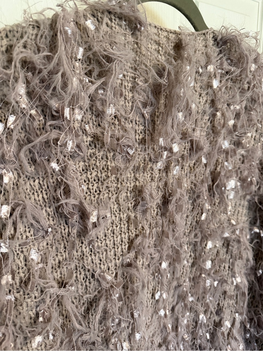 NWT Altar’d State Western Shaggy Fringe Sparkle Open Cardigan Size XS Boho Cozy - Picture 6 of 6